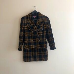 Chic Plaid Skirt Set in Black and Yellow